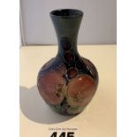 Green Moorcroft finches pattern bulbous vase 4.5” high. No damage