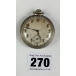 Plated pocket watch, Keystone USA, diameter 2”, not working