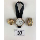 2 ladies watches (1 without strap) and plated locket