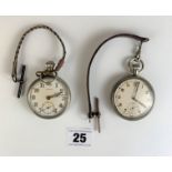 2 stainless steel pocket watches – Bravingtons London, 2” diameter, not running and Certina, 2”
