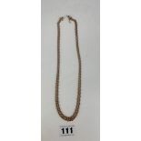 9k gold link necklace, length 17”, w: 14.8 gms