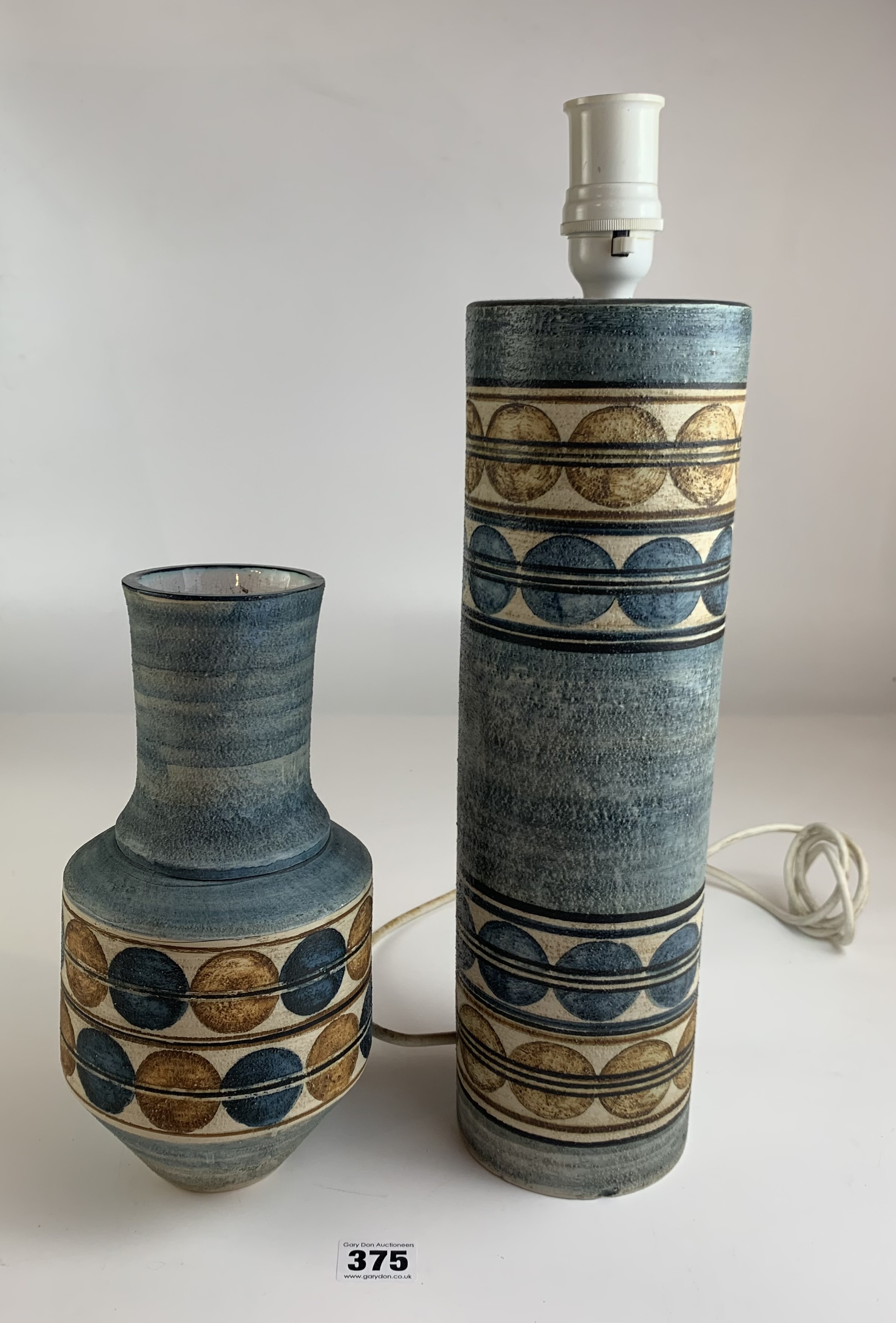Troika lamp base 14” high and matching Troika vase 10” high