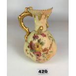 Antique Royal Worcester blush ivory jug, 6.5” high. No damage