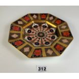 Old Imari Royal Crown Derby hexagonal plate, 9.5” diameter. Good condition