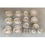 44 piece part Tuscan china tea service comprising 6 cups, 6 saucers, 3 large cups, 3 large