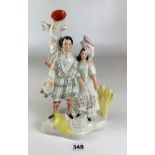 Staffordshire figure of couple “Burns and his Mary”. 7” wide x 12” high