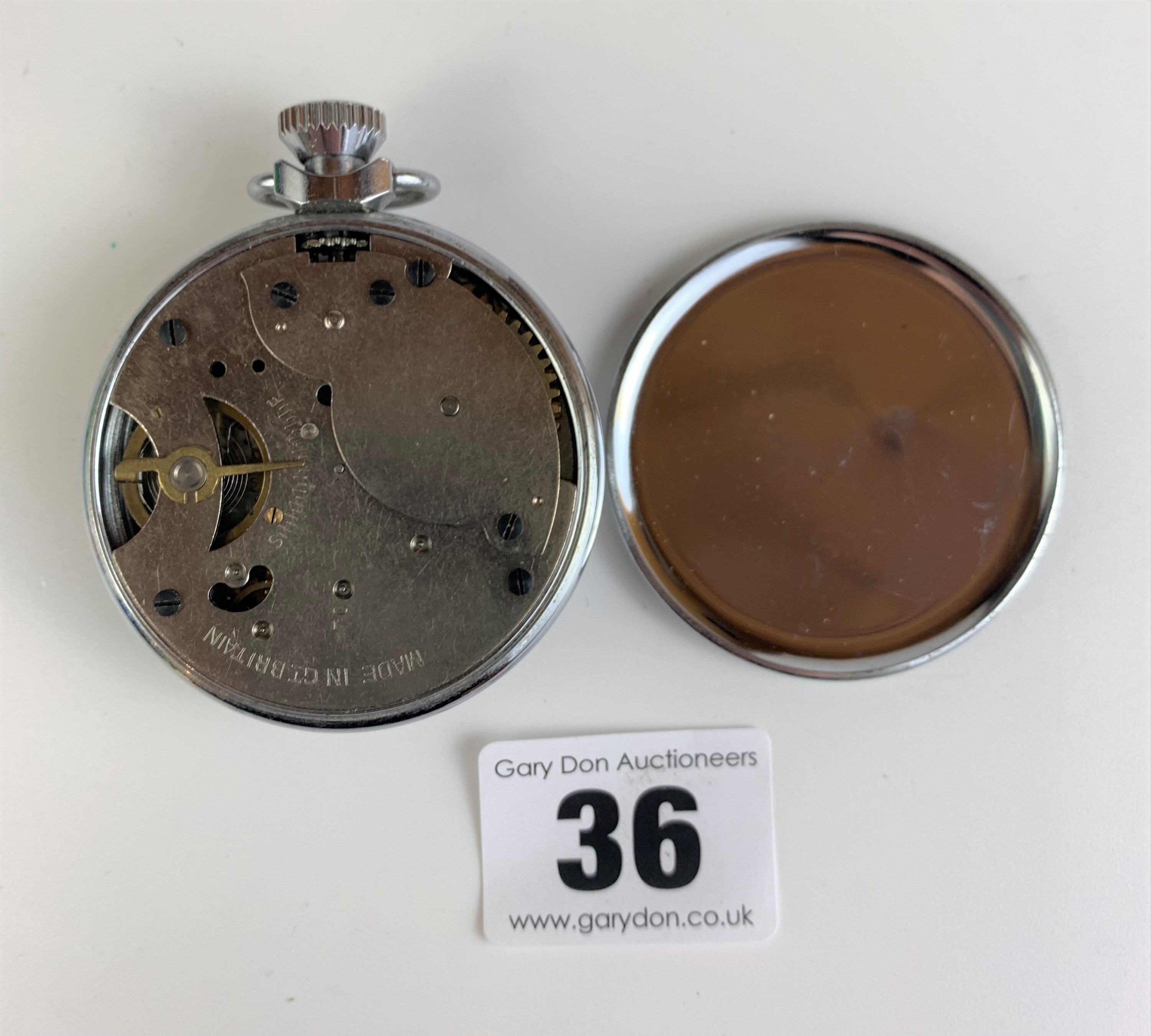 Smiths stainless steel pocket watch, 2” diameter, not running - Image 3 of 4