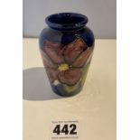 Blue Moorcroft anemone pattern vase 4” high. No damage