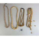 4 pearl necklaces (broken)