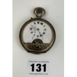 Silver pocket watch with enamel face, Hebdomas Patent 8 days, Swiss made, marked inside ‘Spiral