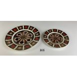 2 Old Imari Royal Crown Derby round plates, 8.5” and 6.5” diameter. Good condition