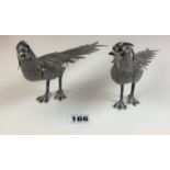 Pair of metal peacocks, 10.5” long x 4.5” high. No noticeable damage