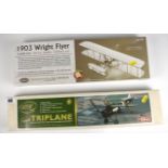 Boxed Guillows 1903 Wright Flyer laser cut balsa model display kit and Boxed Aerographics Sopwith