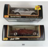 2 boxed Maisto Special Edition 1:18 die cast cars – Mercedes Benz 300S and Mercedes Benz ML320