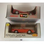 Boxed Bburago 1:18 Ferrari F50 and boxed Techno Giodi Ferrari Daytona 365 GTS/4 Cabriolet 1969