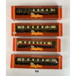 4 boxed Hornby Railways coaches – LNER Sleeping Car R479, Pullman Parlour Car, Orient Express