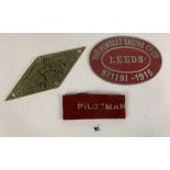 Metal North British Locomotive sign, metal The Hunslet Engine Co. Ltd. Sign and Pilotman fabric