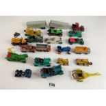 18 assorted Matchbox and Lesney model vehicles , 2 trailers and accessories