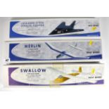 3 boxed West Wings kits – Merlin (unopened), Lockheed F117A Stealth Fighter and Swallow semi-scale