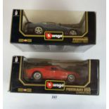 2 boxed Bburago 1:18 die cast cars – Ferrari 250 Lemans 1965 and Ferrari 456GT 1992