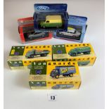 3 Boxed Vanguards Classic Commercial Vehicles- Bedford S type Van, Leyland Comet Tanker and Commer