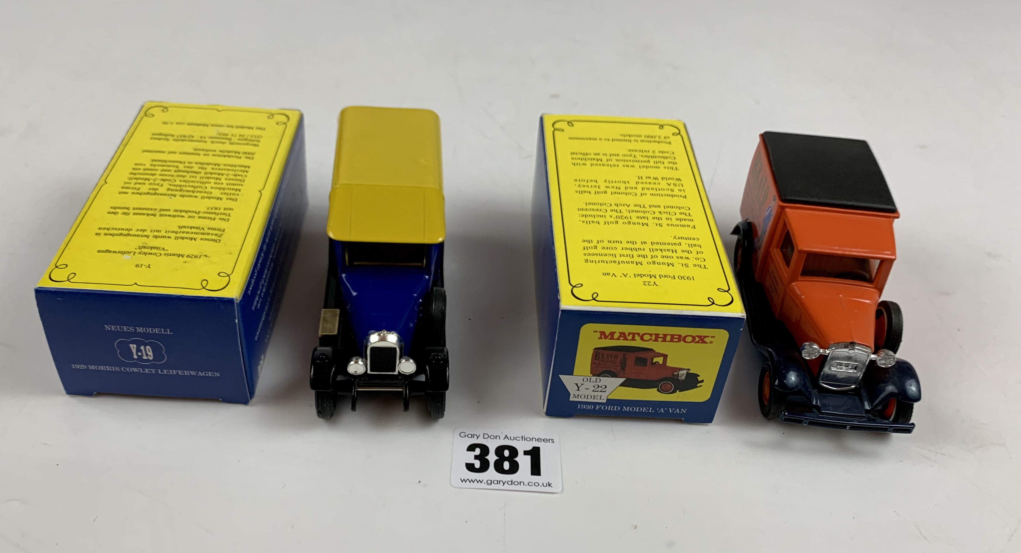 2 boxed Matchbox Models of Yesteryear Y-19 1929 Morris Cowley Lieferwagen ‘Vitakraft’ and Y-22 - Image 4 of 4