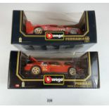 2 boxed Bburago 1:18 die cast cars – Ferrari F40 1987 and Ferrari 348tb Evoluzione 1991