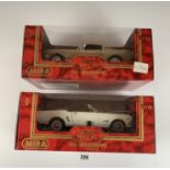 2 boxed Mira Golden Line 1:18 die cast cars – Ford Mustang 1965 and Ford Mustang 1964 ½