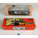 Boxed Corgi Classics GM 4502 Lionel Bus lines 54007 and Boxed Oxford Omnibus Eddie Stobart Scania