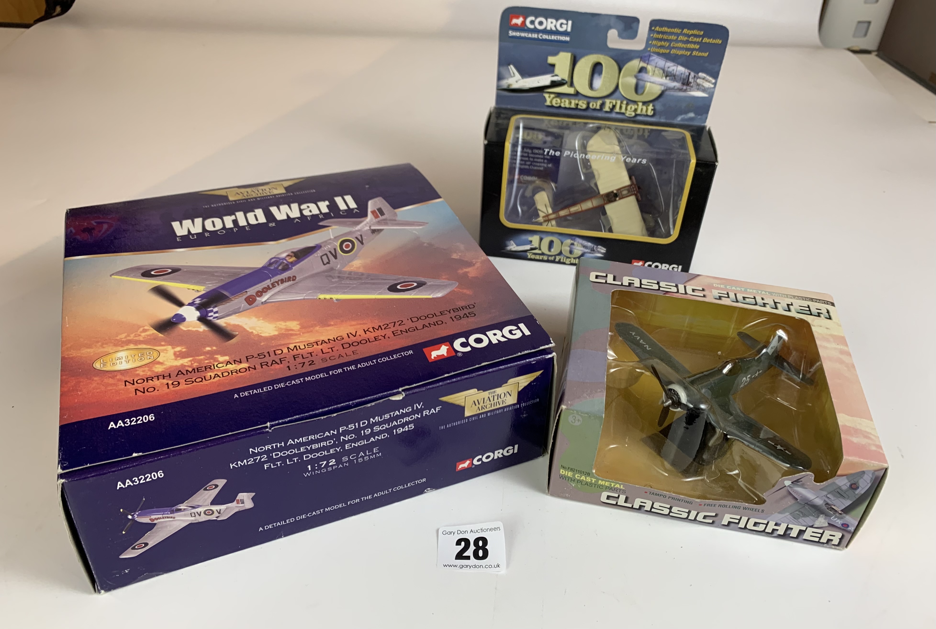 Boxed Corgi Showcase Collection Louis Bleriot XI Monoplane, Boxed Classic Fighter and Boxed Corgi