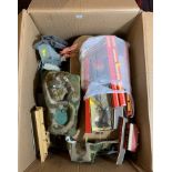 Large box of assorted boxed and loose Hornby and Tri-ang railway buildings and accessories
