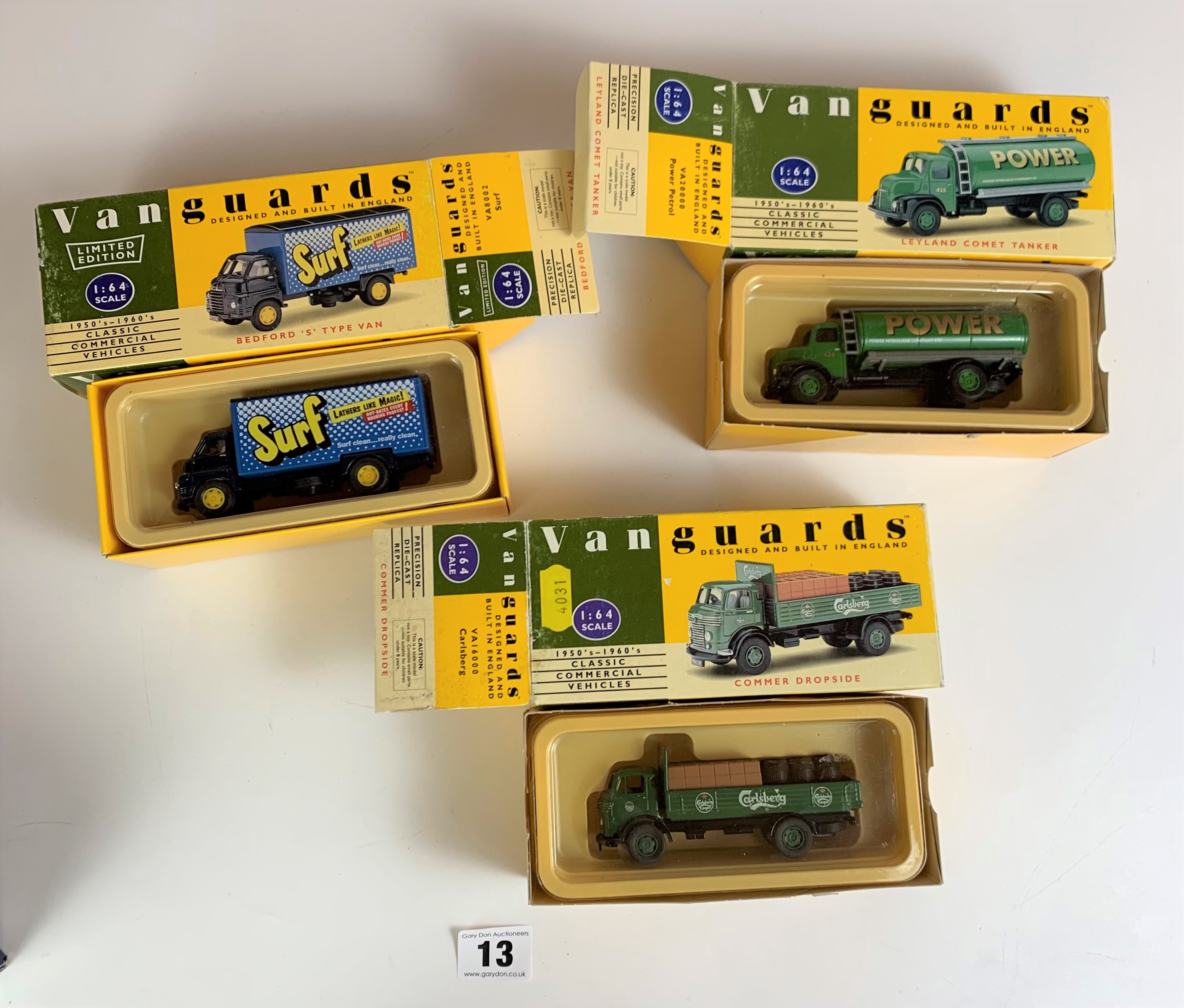 3 Boxed Vanguards Classic Commercial Vehicles- Bedford S type Van, Leyland Comet Tanker and Commer - Image 5 of 5