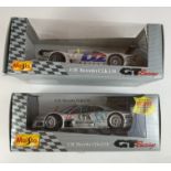 2 boxed Maisto 1:18 die cast racing cars – Mercedes CLK LM and Mercedes CLK-GTR