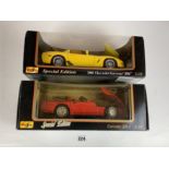2 boxed Maisto Special Edition 1:18 die cast cars – Corvette ZR-1 and 2001 Chevrolet Corvette Z06