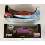 2 boxed Hotwheels 1:18 die cast cars – TVR Speed 12 and Ferrari 575 MM