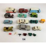 12 assorted Dinky, Matchbox and other model vehicles and accessories