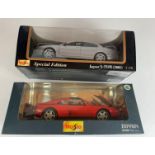 2 boxed Maisto Special Edition 1:18 die cast cars – Jaguar X-Type 2001 and Ferrari 348ts 1990