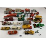 24 assorted Matchbox and Lesney model vehicles and accessories