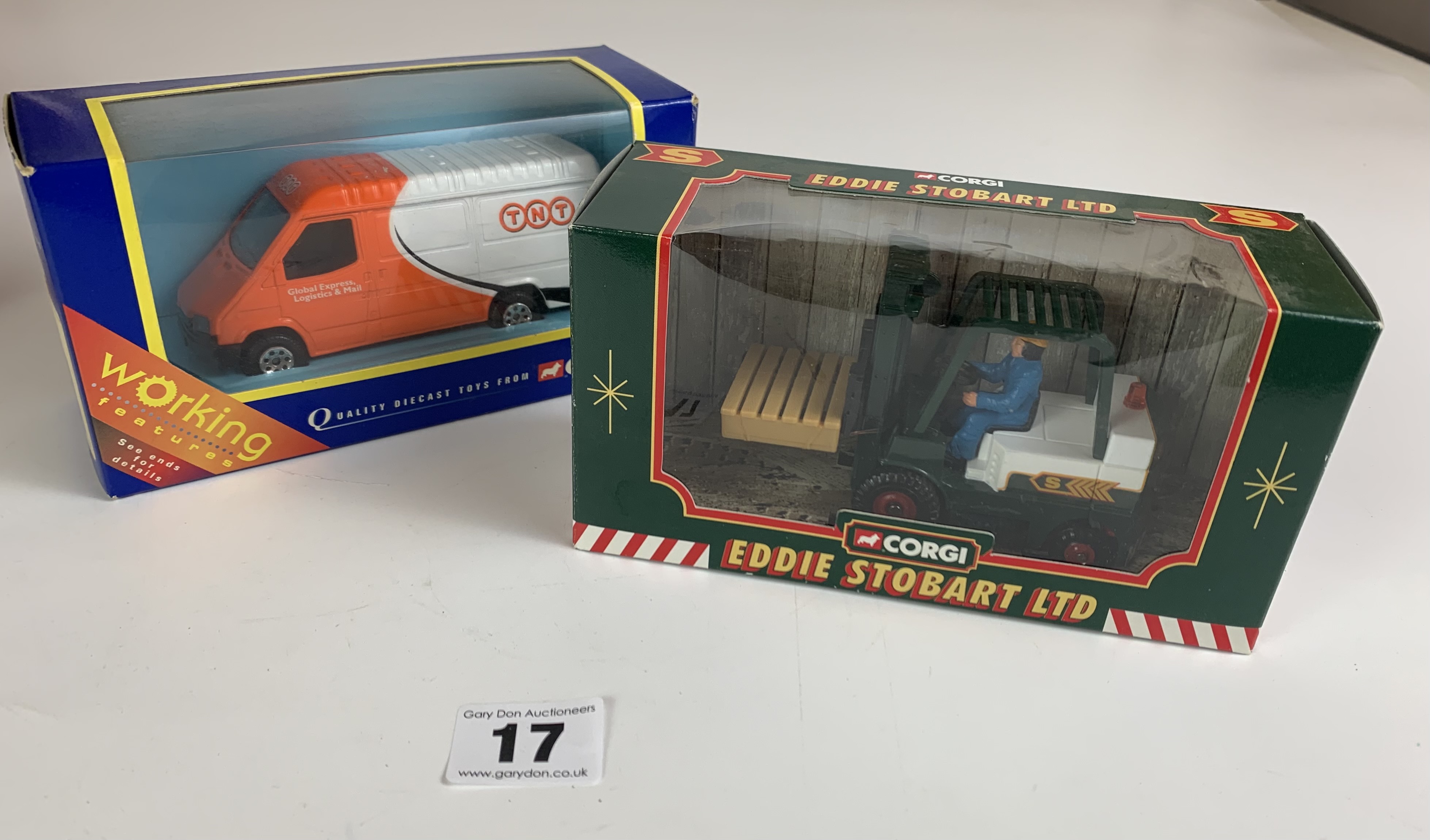 Boxed Corgi 58119 Ford Transit Van TNT opening rear doors, Boxed Corgi Eddie Stobart Ltd 56702 - Image 2 of 6