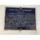 Cast iron sign – Great Eastern Railway Caution’, 19” x 14”