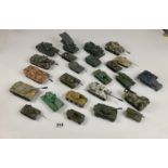 24 assorted loose die cast and plastic military tanks