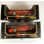 2 boxed Bburago 1:18 die cast cars – Ferrari GTO 1984 and Ferrari 348tb 1989