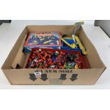 Boxed Meccano set no. 1, steel construction set, loose Meccano, quantity of plastic figures and