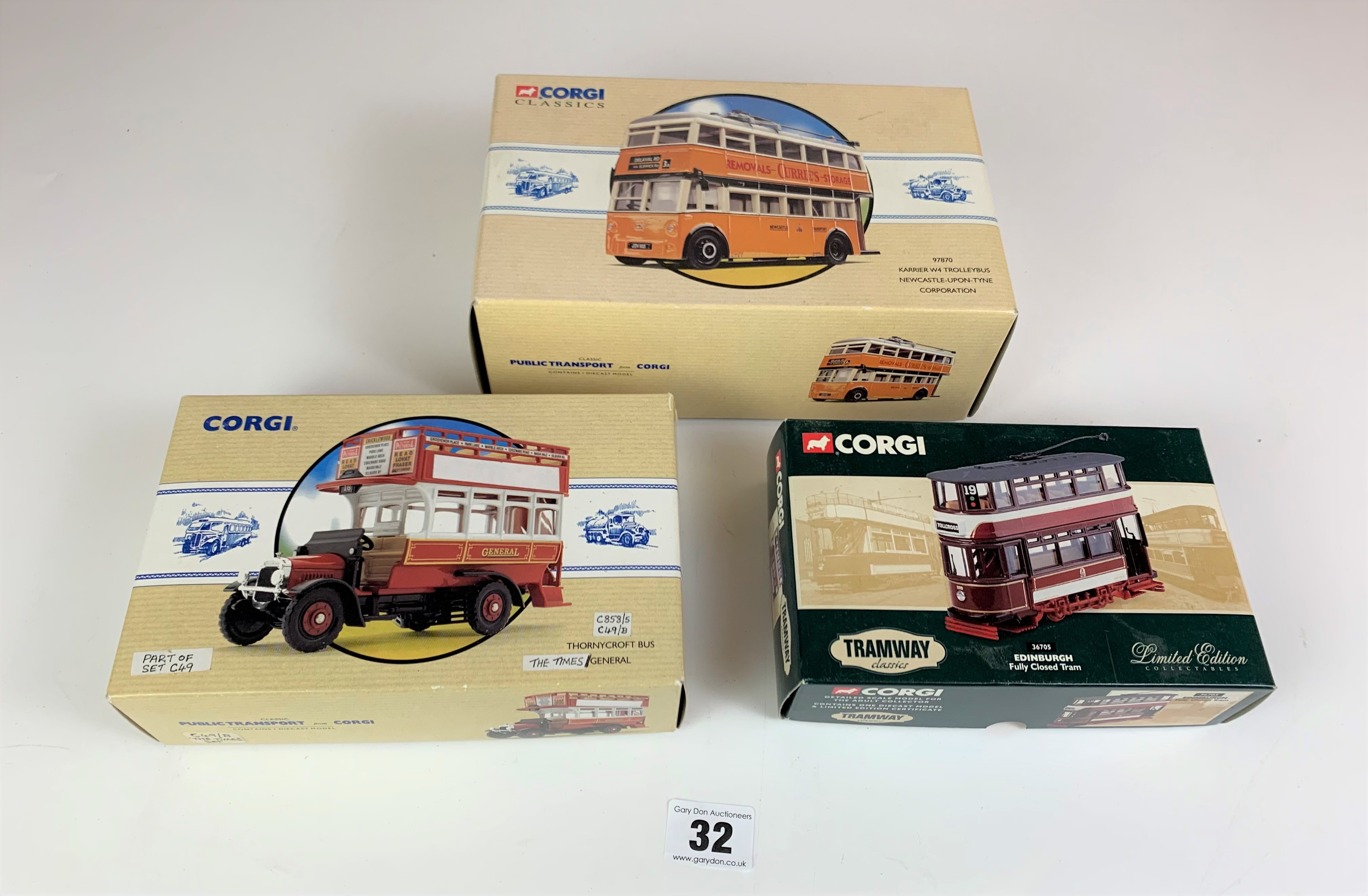 Boxed Corgi Tramway Classics Edinburgh Fully Closed Tram and 2 Boxed Corgi Classic Public