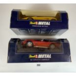 2 boxed Revell Metal 1:18 die cast cars – ’69 Corvette Cabriolet and Pininfarina Mythos