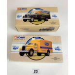 2 Boxed Corgi Classic Road Transport- Mack B Series Van Wilton Farm 98454 and Mack B Series Van