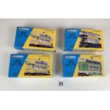 4 boxed Corgi Classics- 2 x Wallasey Open Top Tram Set 36601, Leeds Closed Tram Set 36802, West