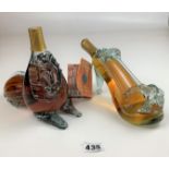 Shaped bottle of Mercur Armenian Brandy and shaped Sphinx bottle of Prosynan Brandy