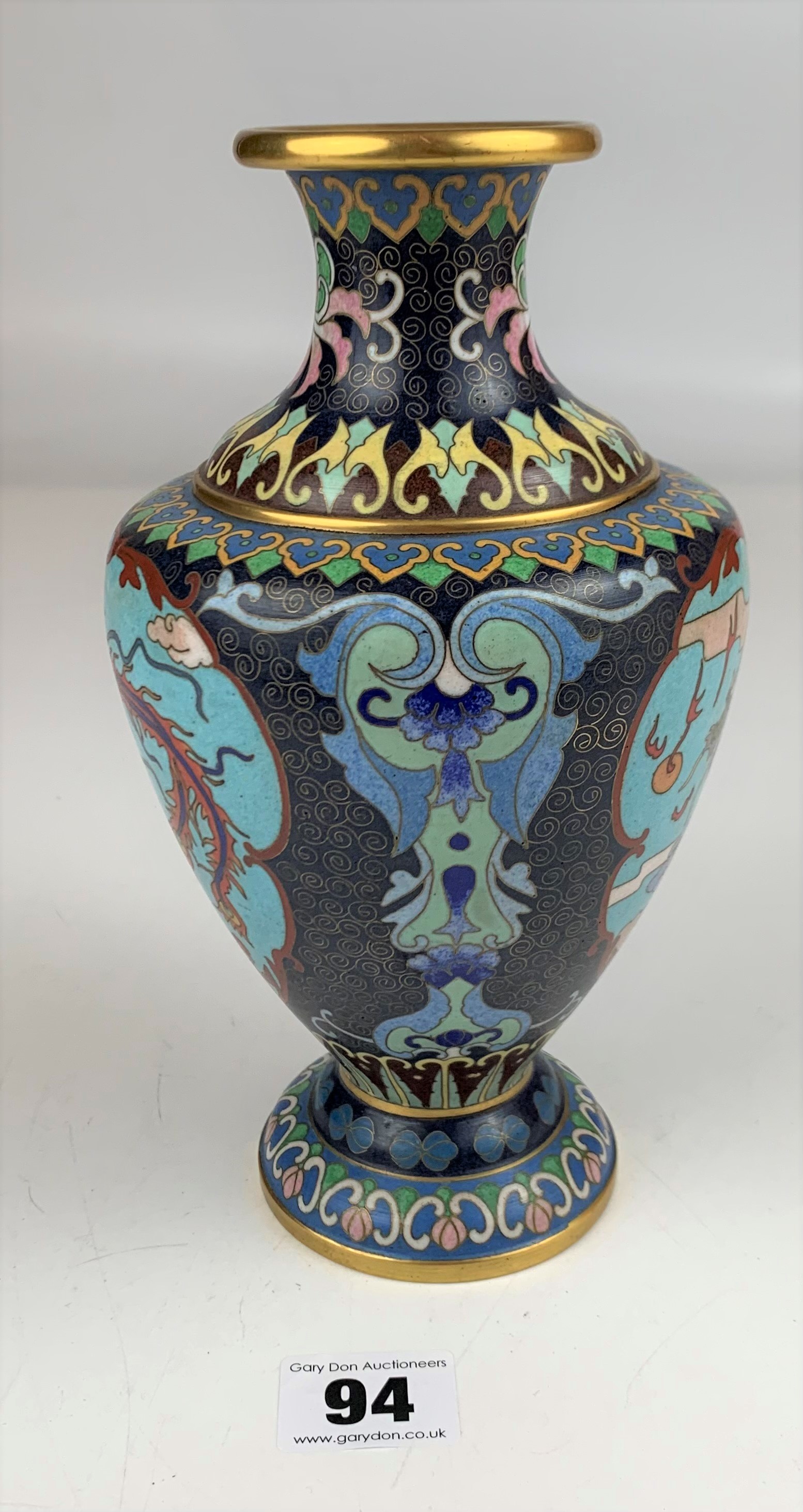 Cloisonne vase 8.5” high - Image 5 of 6