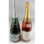 Bottle of Cava Rosado Brut and bottle of L’Aixertell Extra Seco Vino Espumoso